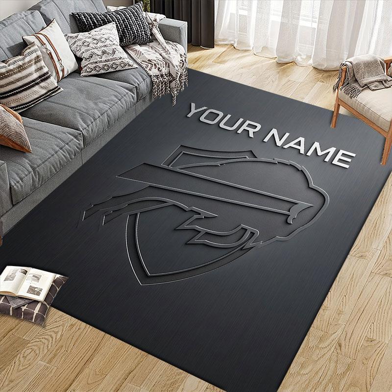 Custom Name,Buffalo Sabres Home Sofa Decoration for Living Room & Bedroom, Non‑Slip Play Flannel Floor Mat for Game Room