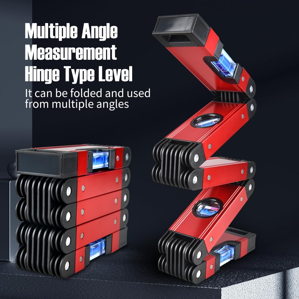 23,74 дюйма. Многоугольный измерительный инструмент для деревообработки, 5-секционный складной карманный пластиковый уровень с пузырьками 45°/90°/180°