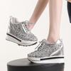 Fashion Silver Sequin Design Women's Sneakers 2024 Autumn New Super High Heel Ladies Vulcanized Shoes Fashion Versatile Platform Shoes