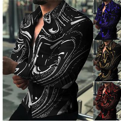 5XL повседневный кардиган, топы на пуговицах, мужская праздничная модная рубашка с длинным рукавом с принтом, большие размеры
