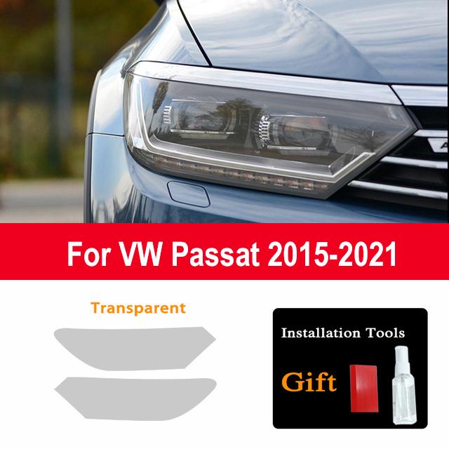 2pcs TPU Sticker Car Headlight Protective Film Headlamp Transparent Black Car Accessories For Volkswagen VW Passat B8 2015-2025