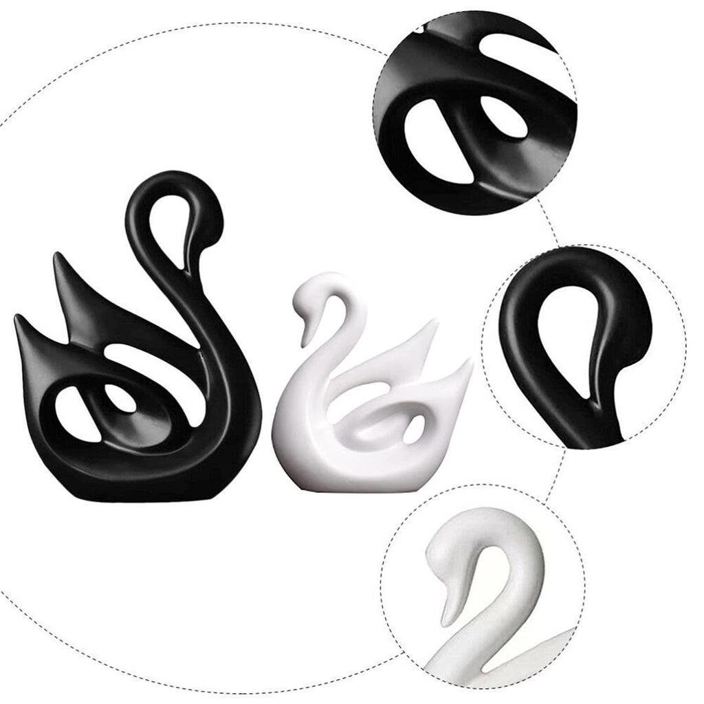 Домашний декор Пара лебедей на удачу | Керамические фигурки с матовой отделкой Pro (Набор из 2 шт., средний, белый и черный)