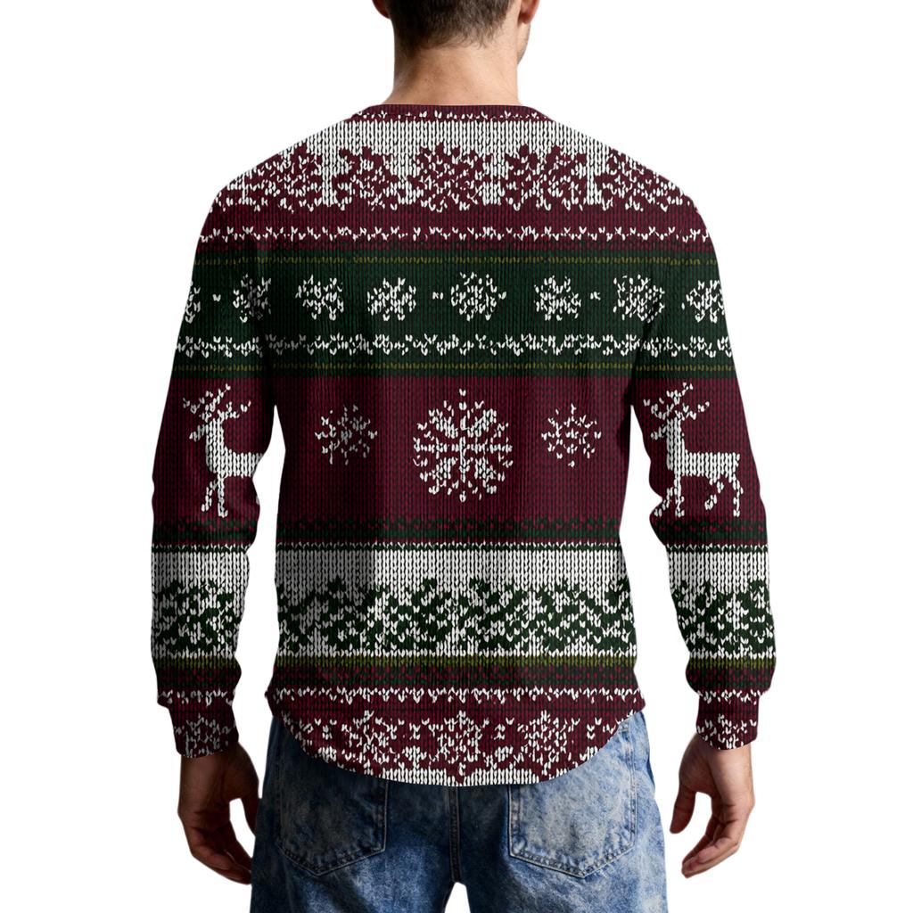 Men's Casual Knit Button-Up Long-Sleeve Shirt