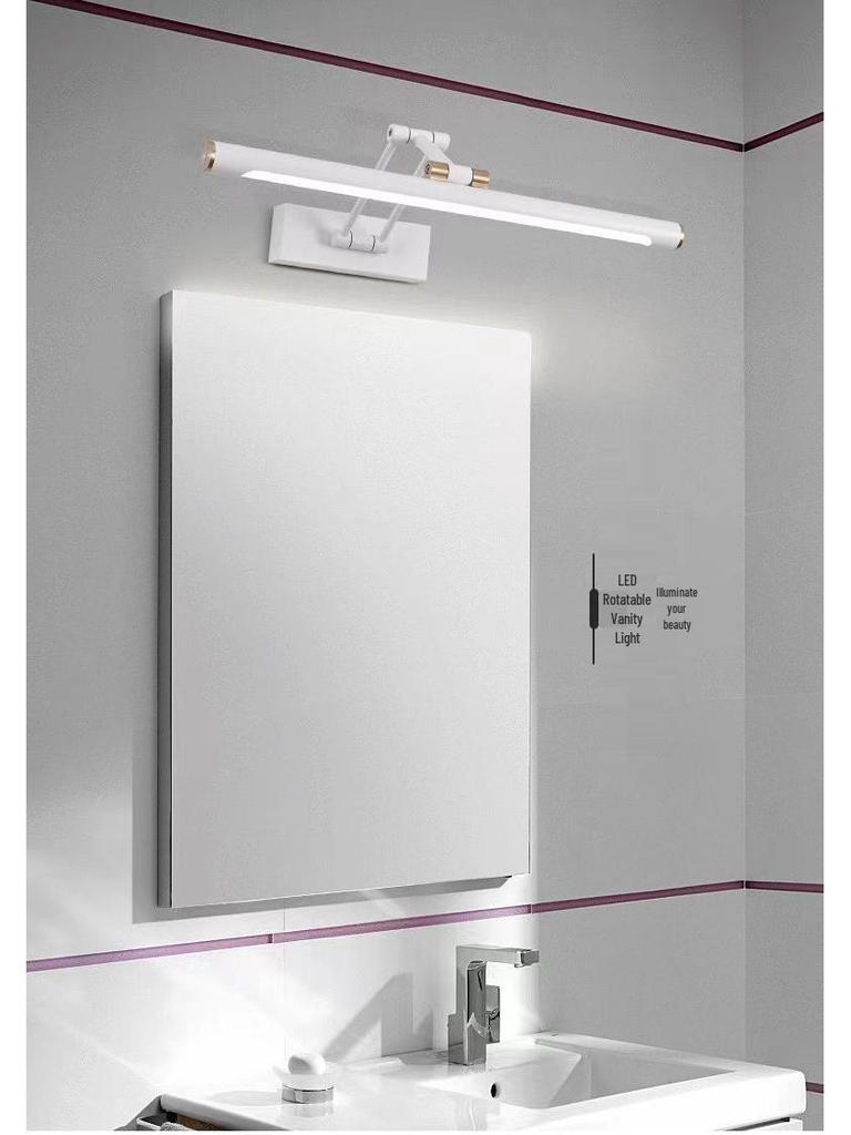 LED Foldable Vanity Light: Minimalist, Punch-Free, Waterproof, Fog-Proof Chinese Mirror Cabinet Wall Light for Bathroom Makeup.