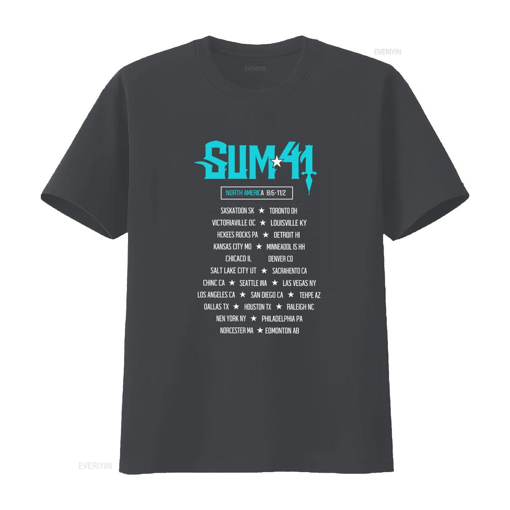 Sum 41 Североамериканский тур Синий Демон Мужская футболка винтажная Стирка стритвир Унисекс Эластичная Немного Универсальная с принтом
