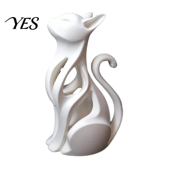 Настольное украшение-кошка, Полая 3D-печатная фигурка, Современная абстрактная статуэтка сидящего котенка, Художественная скульптура животного для украшения дома, Подарок для любителей