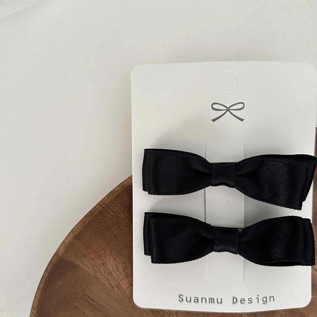 2 шт./комплект, детская корейская мода, принцесса, бант, заколка для волос, простые, белого и черного цвета, заколки для детей, милый головной убор с зажимом BB