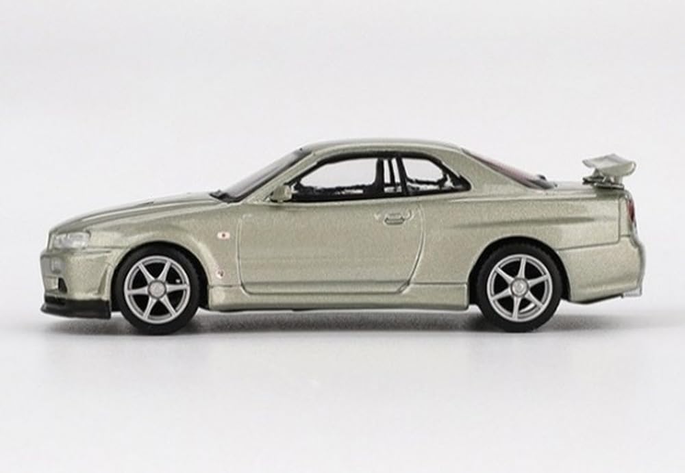 Sunrich MINI GT 1/64 Nissan Skyline GT-R R34 V-Spec II Nur Millennium Jade (Right-Hand Drive) Finished Model MGT01003-BL