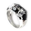 Silver Ring 'Castafiore' Black White (rhodium) - 10 Mm