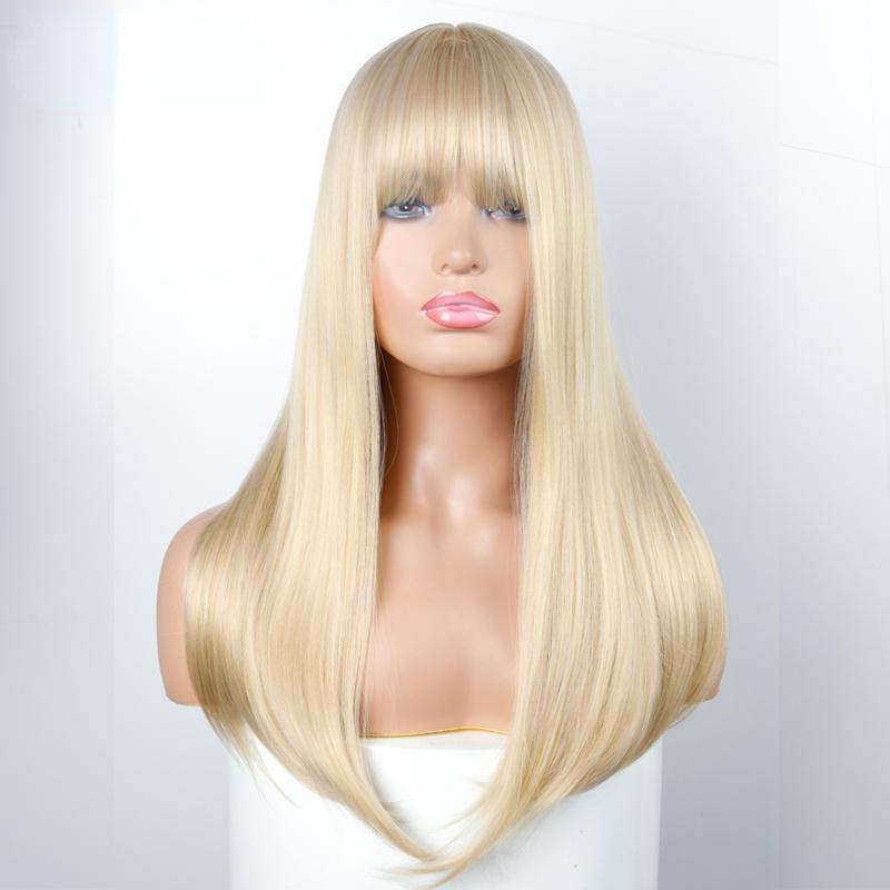 XINRAN 18-дюймовый длинный синтетический парик с челкой, темный корень, цвет омбре, натуральный заголовок, термостойкие парики из волос для женщин