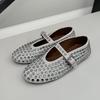 Stylish Studded Crystal Women's Mary Jane Fashion Flat Shoes Casual Soft Leather Comfortable Women  Shoes
