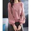 Женский свитер с круглым вырезом и рукавами-фонариками на весну и осень, стильный и элегантный
