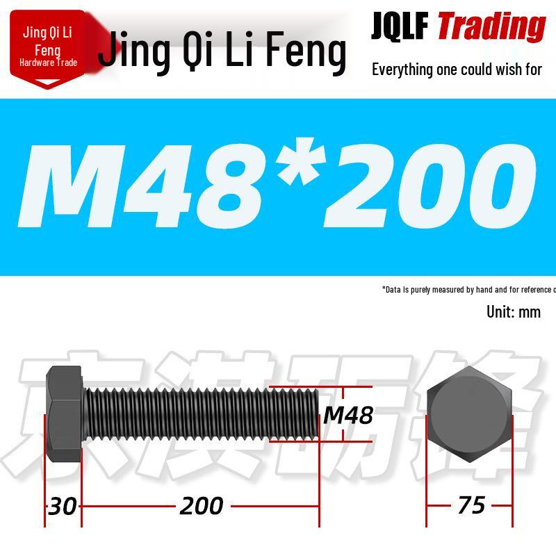12.9 Grade High-Strength Blackened Hex Bolt M22-M48