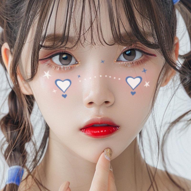 Рождественские наклейки на лицо, наклейки на уголки глаз, временные татуировки, боди-арт, вечеринка, самоклеящиеся, любовь, креативные, милые, красочные, сладкие