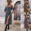 2025 Spring & Autumn European-American Bohemian Backless Print Long Sleeve Dress