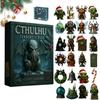 Cthulhu:Terrors of Yule  Advent Calendar 2025, 2D Flat Acrylic 24 Hanging Cthulhu Monsters Ornament, Gothic Advent Calendar for Monster Fans