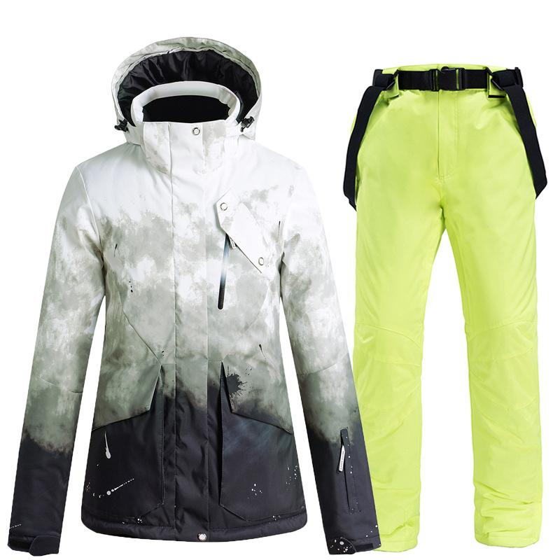 Женский лыжный костюм зимний однобортный двухбортный теплый утепленный дышащий лыжный костюм