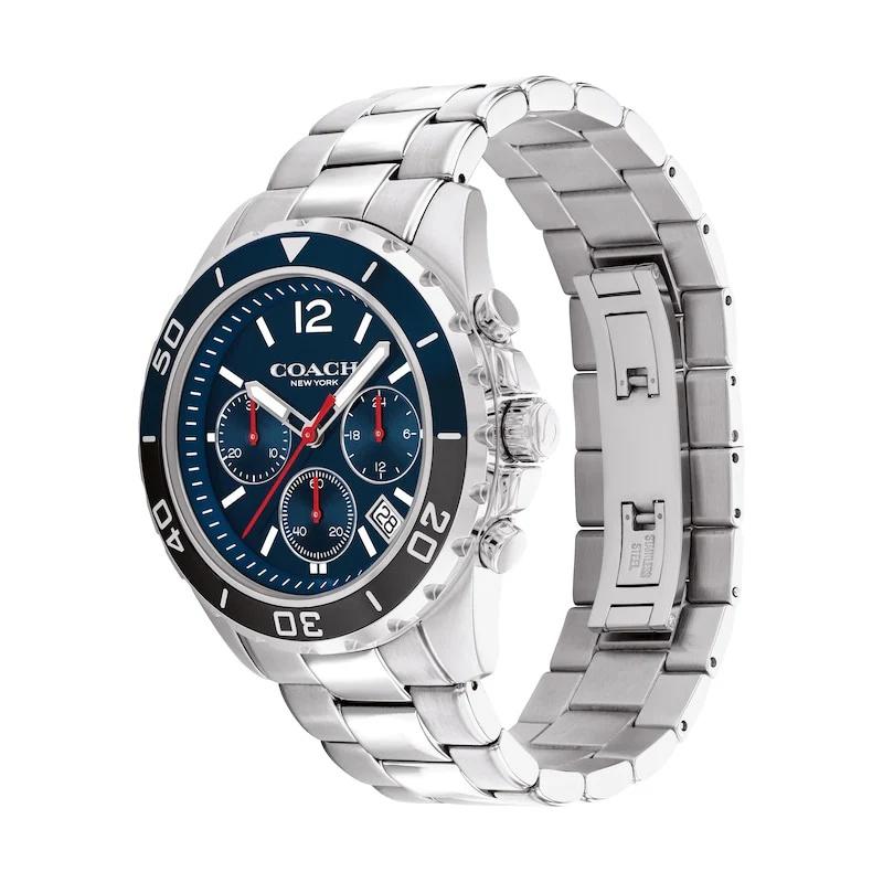 Coach Мужские часы Kent Chronograph с синим циферблатом и серебристым стальным ремешком - 14602555