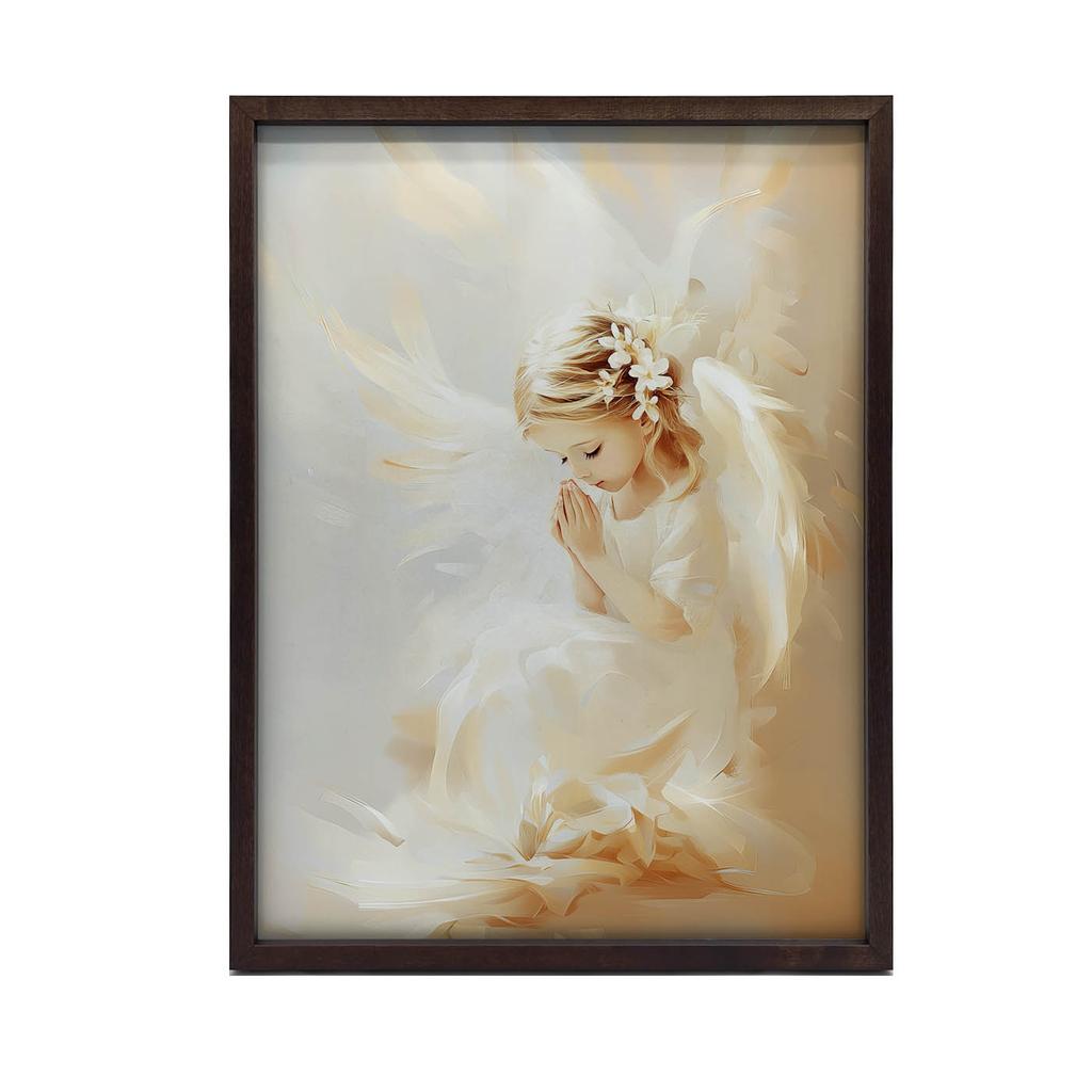 Angel In Flowers Angel In Flowers, 70X100 Cm, Wooden Frame Light Oak, Matte Paper 230 Gsm