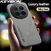 KEYSION Luxury Retro PU Leather Phone Case for HONOR Magic8 Pro 5G Silicone+PC Shockproof Phone Cover for Huawei Magic 8 Pro 5G