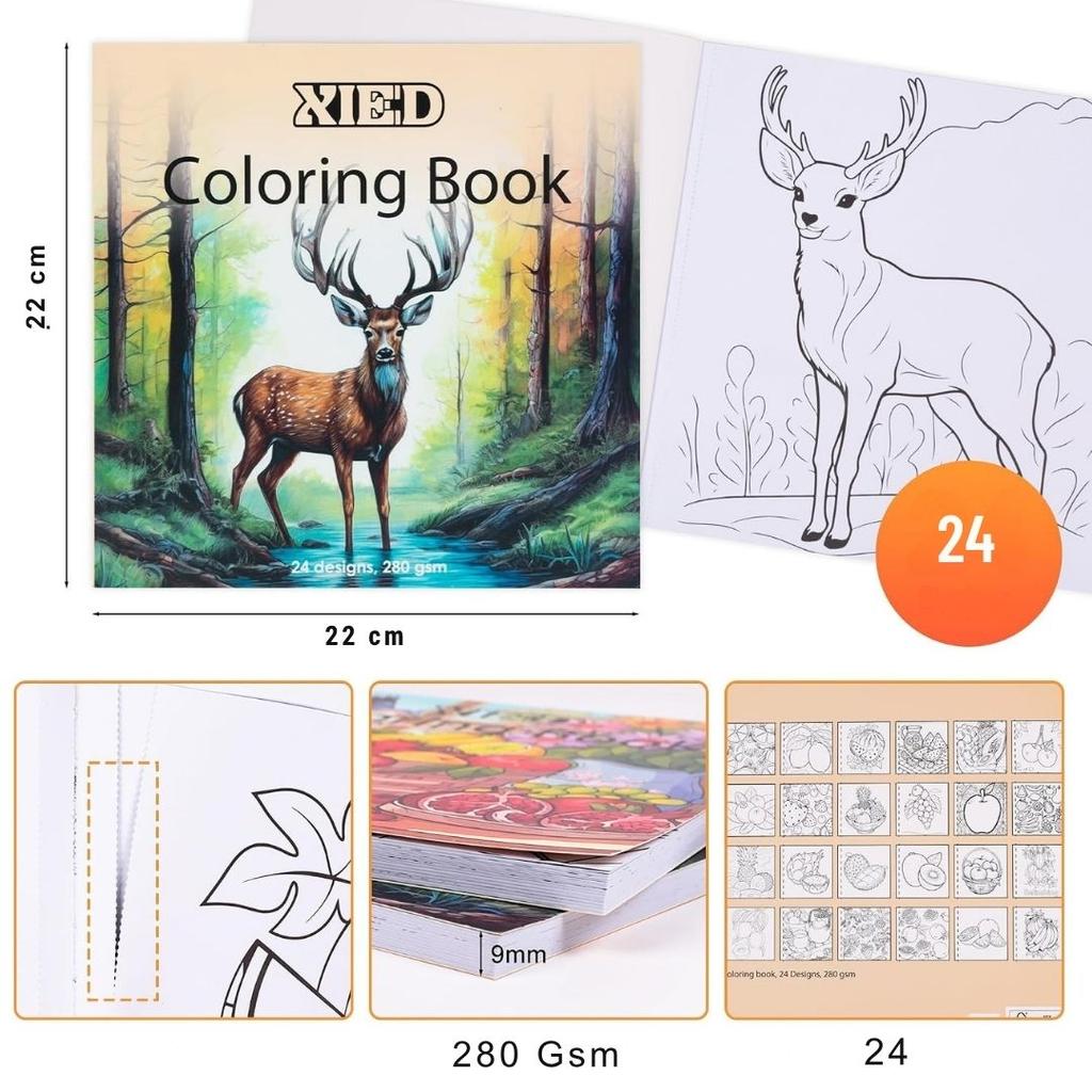 Alcohol Markers + 2 Coloring Books Set of 24 Qwv