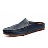 Italian Men Slippers Genuine Leather Loafers Moccasins Outdoor Non-Slip Black Casual Slides Summer Spring Fashion Shoes 2022