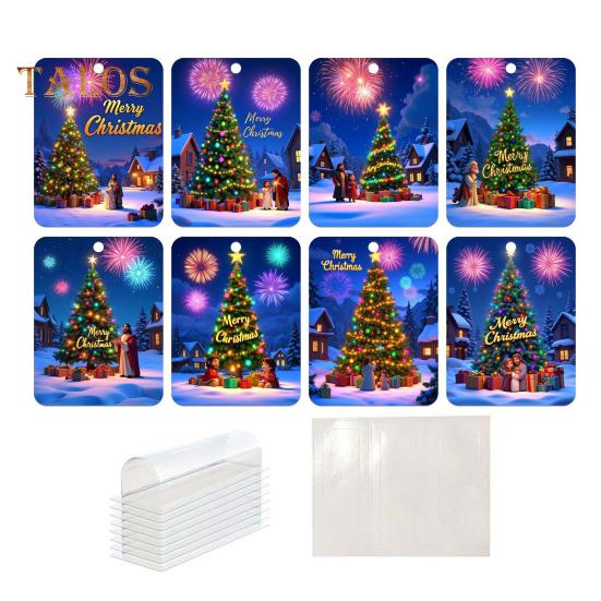 8 шт. Рождественская открытка Подвеска Рождественский кошелек Карты Двусторонняя лента Рождественская елка Печать Держатель для денег Украшение Зажим для денег Украшение