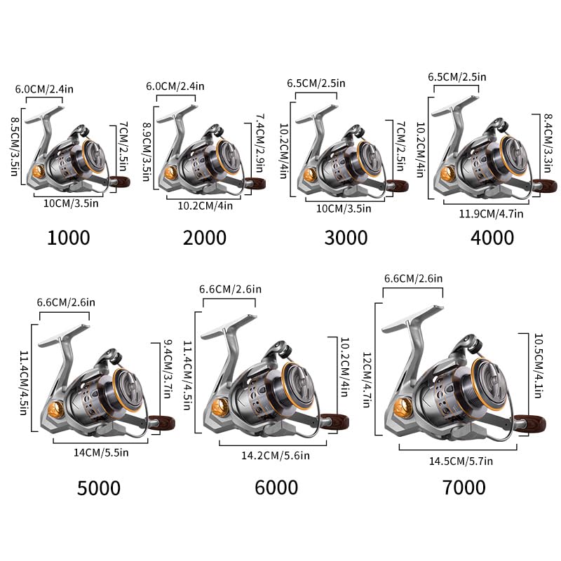 LD Спиннинговая катушка, Алюминиевая, Легкая и Хорошо продуманная, Серебристо-золотистая (ЛД4000)