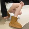 Thick Soled Short Tube Snow Boots for Women Autumn and Winter Frosted with Thick Velvet for Warmth One Foot Women's Cotton Shoes