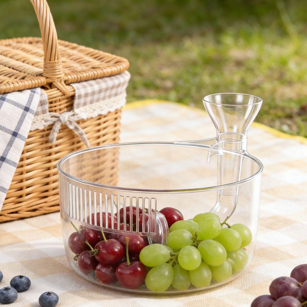 Transparent Automatic Washer Bowl Fast Draining Fruit Wash Basket Berries Washer  Picnics