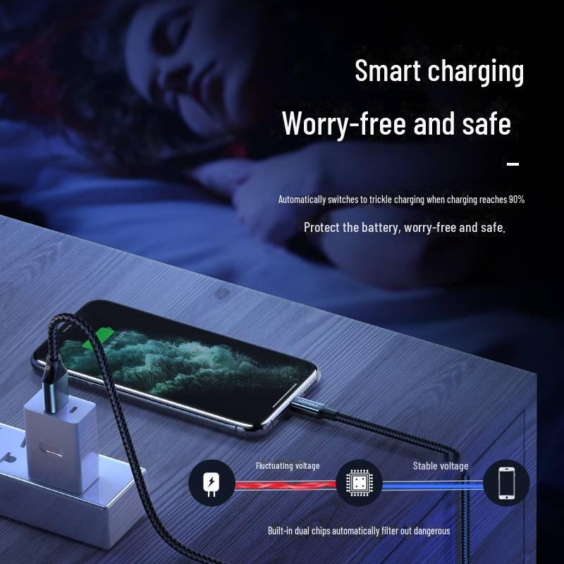 PISEN Плетеный нейлоновый кабель PD Fast Lightning для Apple – Прочный и устойчивый к разрыву