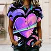 Women Plus Size Lapel Short Sleeve Top Wine Bottle And Leaf Art Print Button Front Casual Blouse
