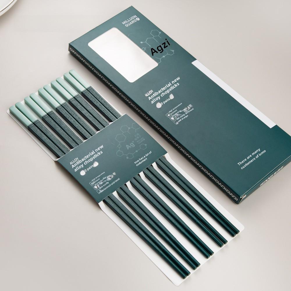 Nordic Green Non-Slip Alloy Chopstick Set - Japanese Style Household Tableware