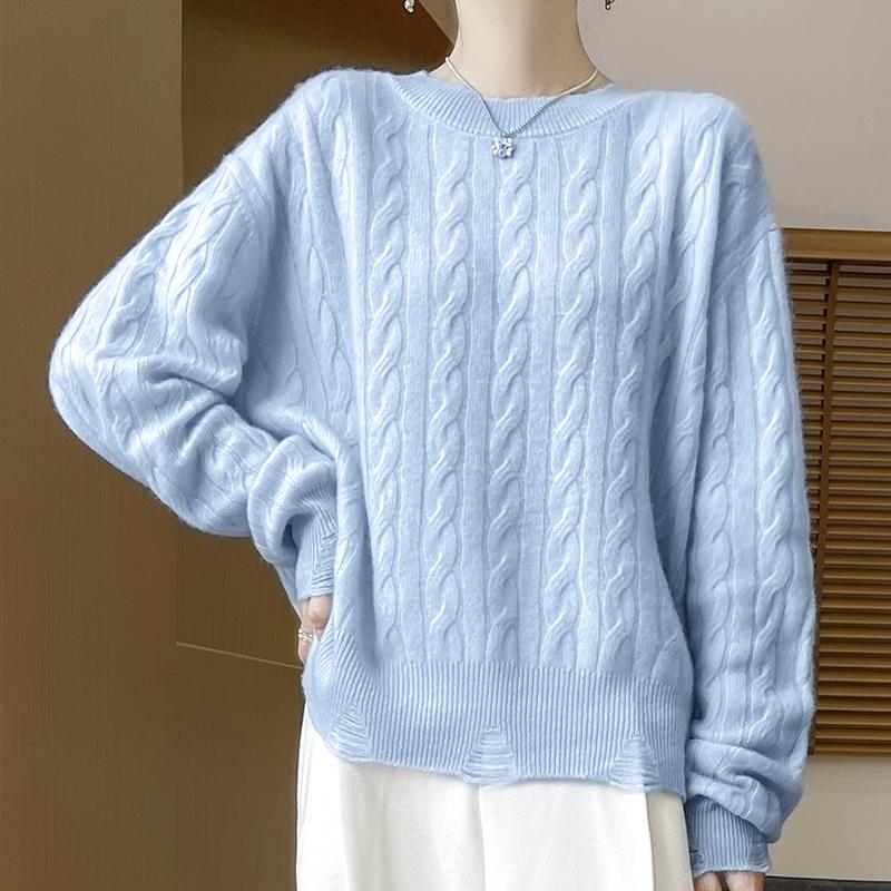 Женский кашемировый свитер Qinghe Cashmere 30% Кашемир 70% Шерсть Осенне-зимний кашемировый пуловер Мягкий и теплый