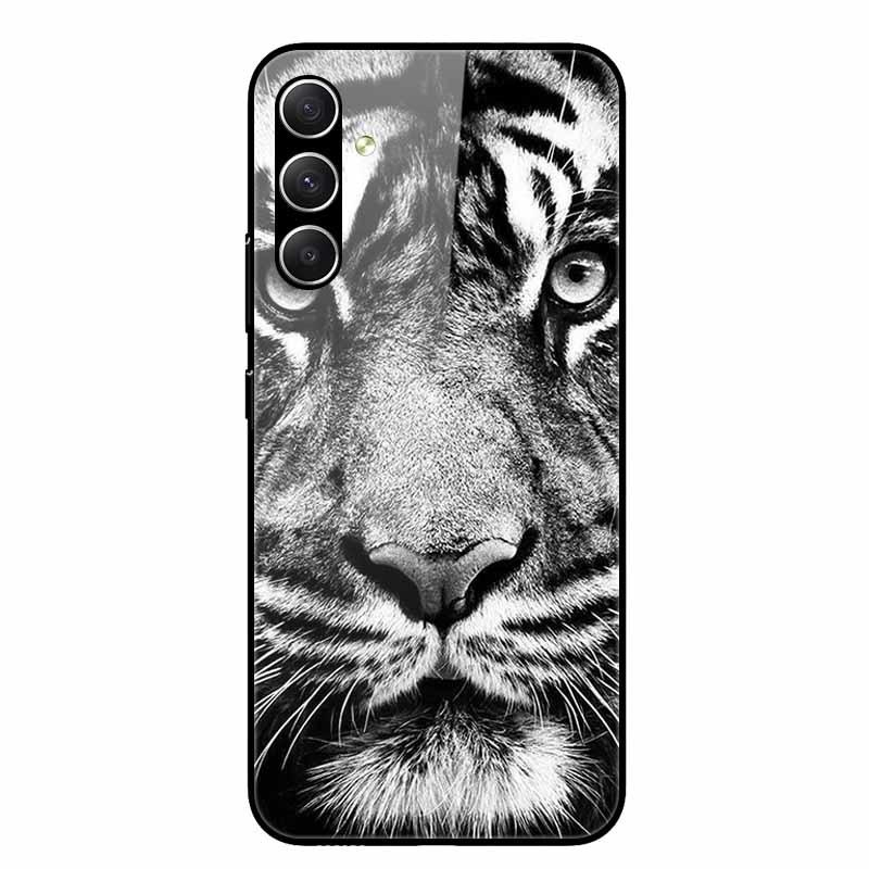 For Galaxy A16 4G 5G Case Flower Printed Tempered Glass Hard Shell Phone Cover for Samsung Galaxy A16 A 16 Bumper Case Shell New