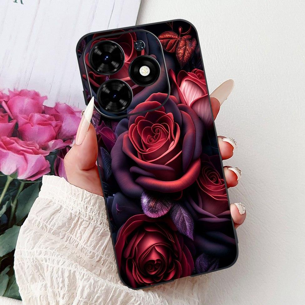 Для Tecno Spark Go 2024 BG6 Задняя крышка Для Tecno Spark Go 2024 Чехол Модный Роскошный Цветы Милый Мультяшный Кот Ударопрочный Силиконовый