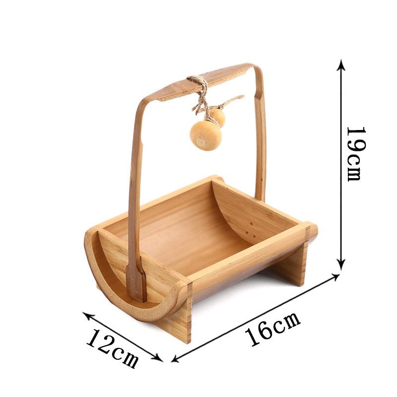 Creative Home Bamboo Snack Basket Japanese Style Tray Fruit Plate Pastry Box with Handle