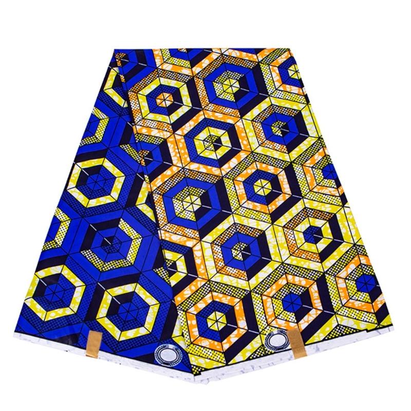 Африканская вощеная печатная ткань 3 ярда Двусторонняя геометрическая печать Полиэстеровая ткань для шитья, рукоделия и украшения дома