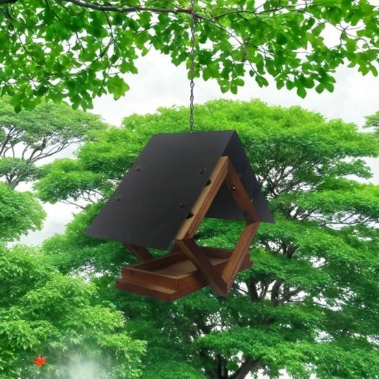 Кормушки для птиц уличные подвесные деревянные кормушки для птиц с атмосферостойкой металлической крышей