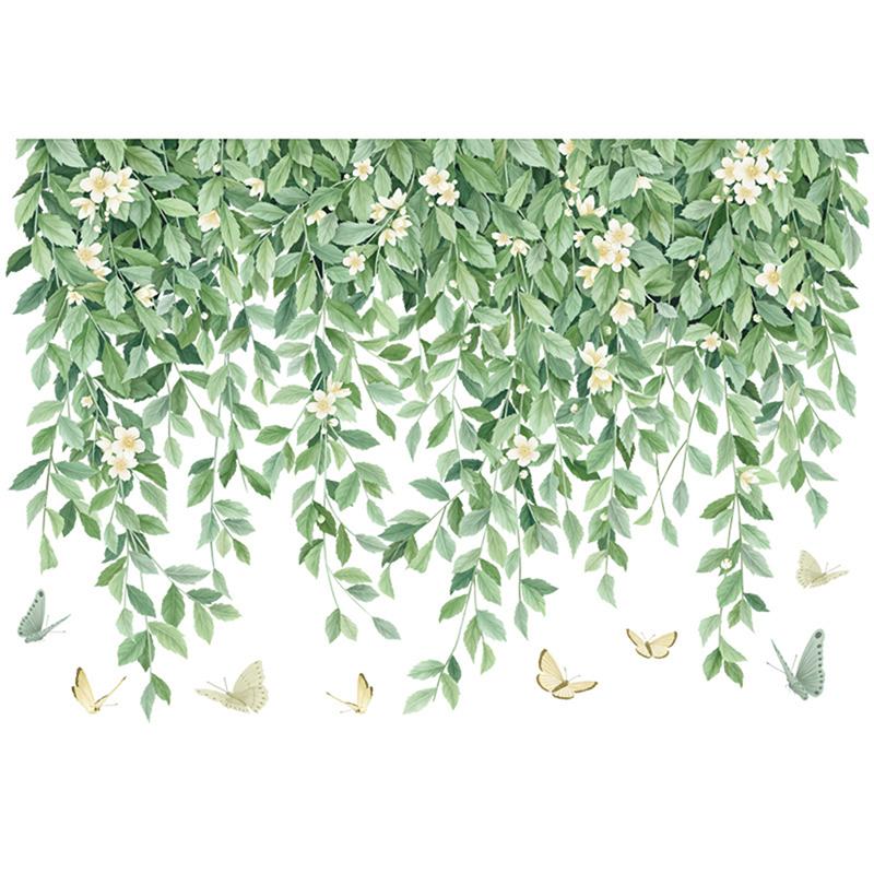 Nordic Fresh Plant Wall Stickers Top Corner Line Green Plant Daisy Wallpaper Living Room Bedroom Background Decor Wall Stickers