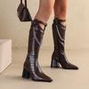 Autumn High Boots Color Women's Boots Metal Chain 40-48