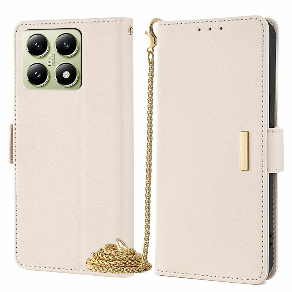 For Xiaomi 14T Case PU Leather Wallet Stand Phone Cover with Crossbody Shoulder Strap