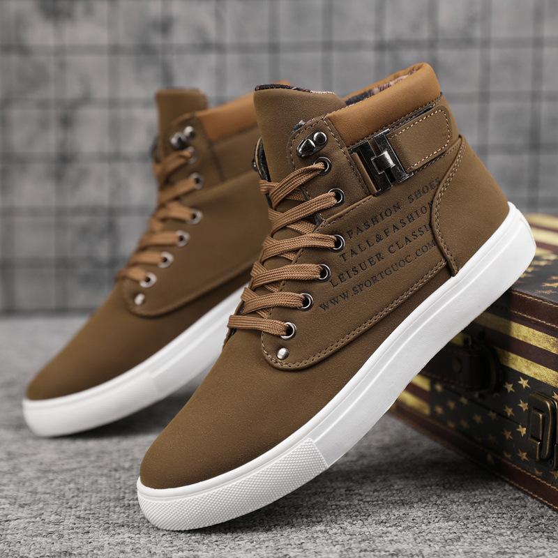 Fashion Men's Casual Shoes Fashion High-Top Sneakers for Men Korean Version Street Skate Shoes Retro Lace Up Platform Ankle Boots Botas