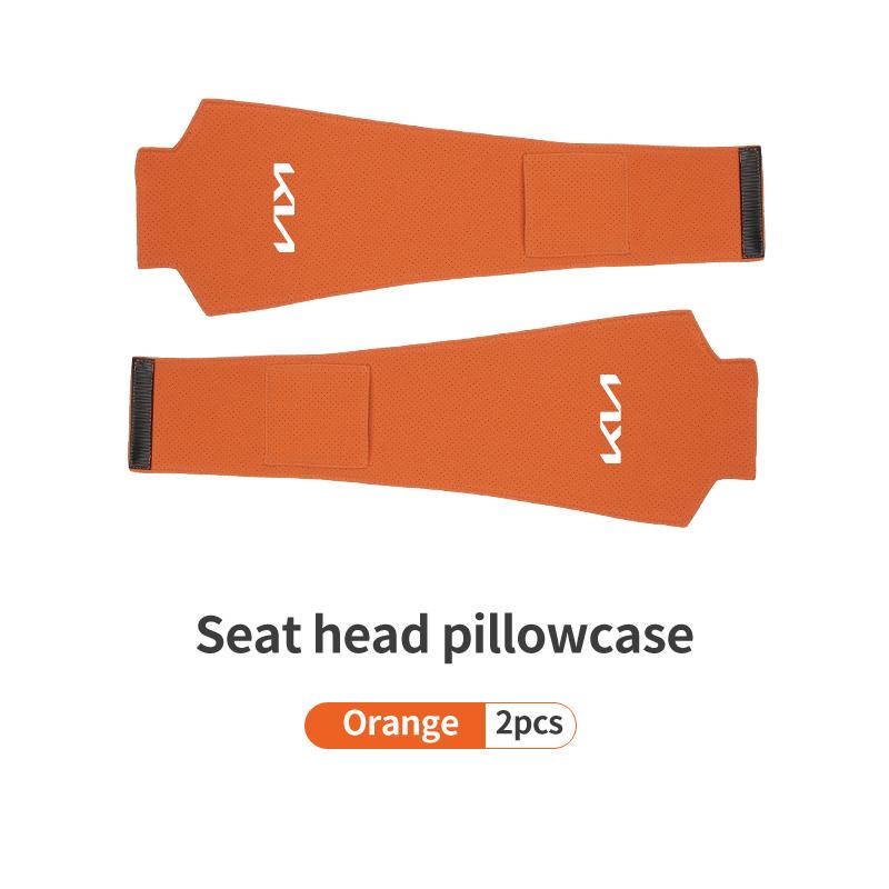 AAAFR1 Car Logo Headrest Cover Suede Perforated Breathable Head Pillowcase Pads For KIA Cerato Proceed Venga Stonic Picanto Sorento