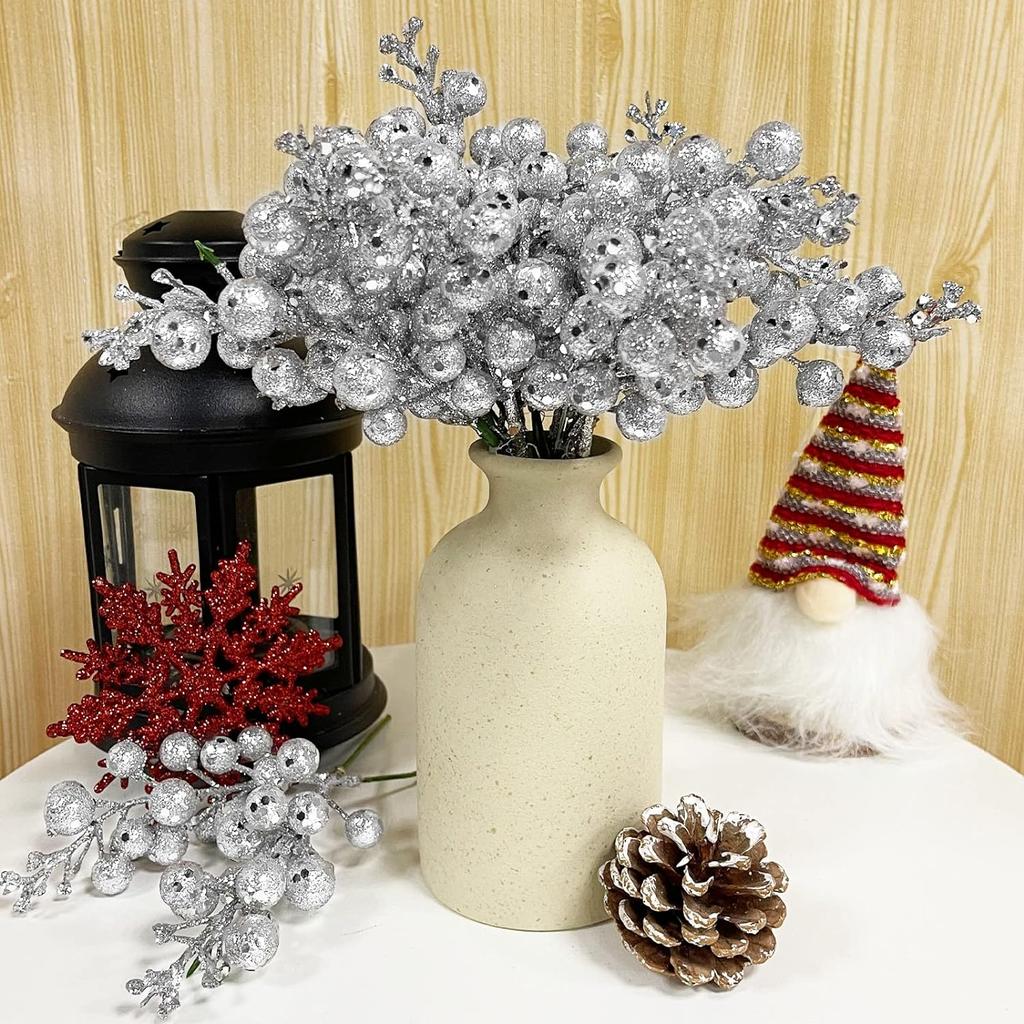 1-20 шт. блестящие искусственные красные ягодные стебли рождественские искусственные ягодные ветки самодельные рождественские елочные гирлянды украшения для праздничного стола