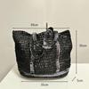 Yogodlns Summer Straw Shoulder Bags for Women Woven Seaside Beach Vacation Shopping Bags Casual Female Shoulder Handbags Totes