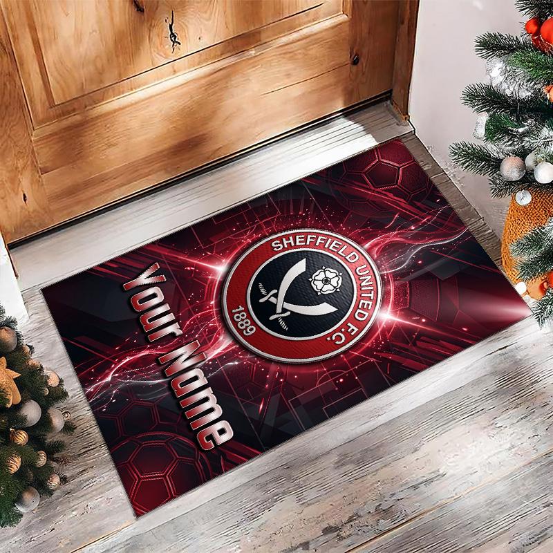 Sheffield United FC Printed Crystal Velvet Rug Non‑Slip Crystal Velvet Carpet For Sofa Bedroom Indoor Home Decoration