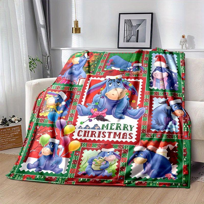 1pc. Christmas Eeyore Blanket, Festive Cartoon Decorative Throw for Home, Seasonal Gift Idea, Soft and Cozy for All Seasons,Soft Flannel Thr