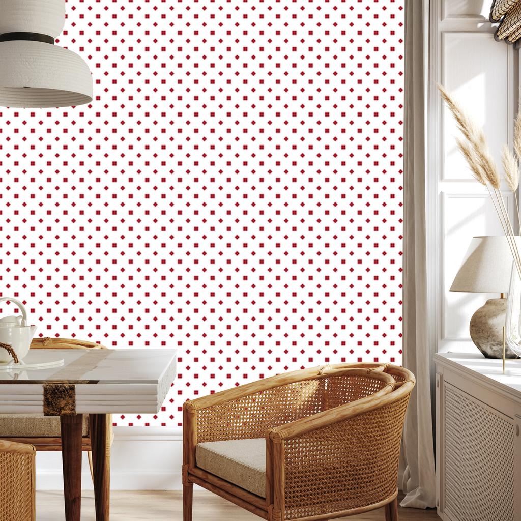 Wallpaper Dots white and coral, white background for living room and bedroom 50x1000