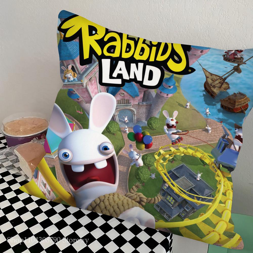 Мультяшная наволочка для игры Raving Rabbids, квадратная подушка, спальня, диван, досуг, удобная подушка, автомобиль, гостиная, украшение для дома